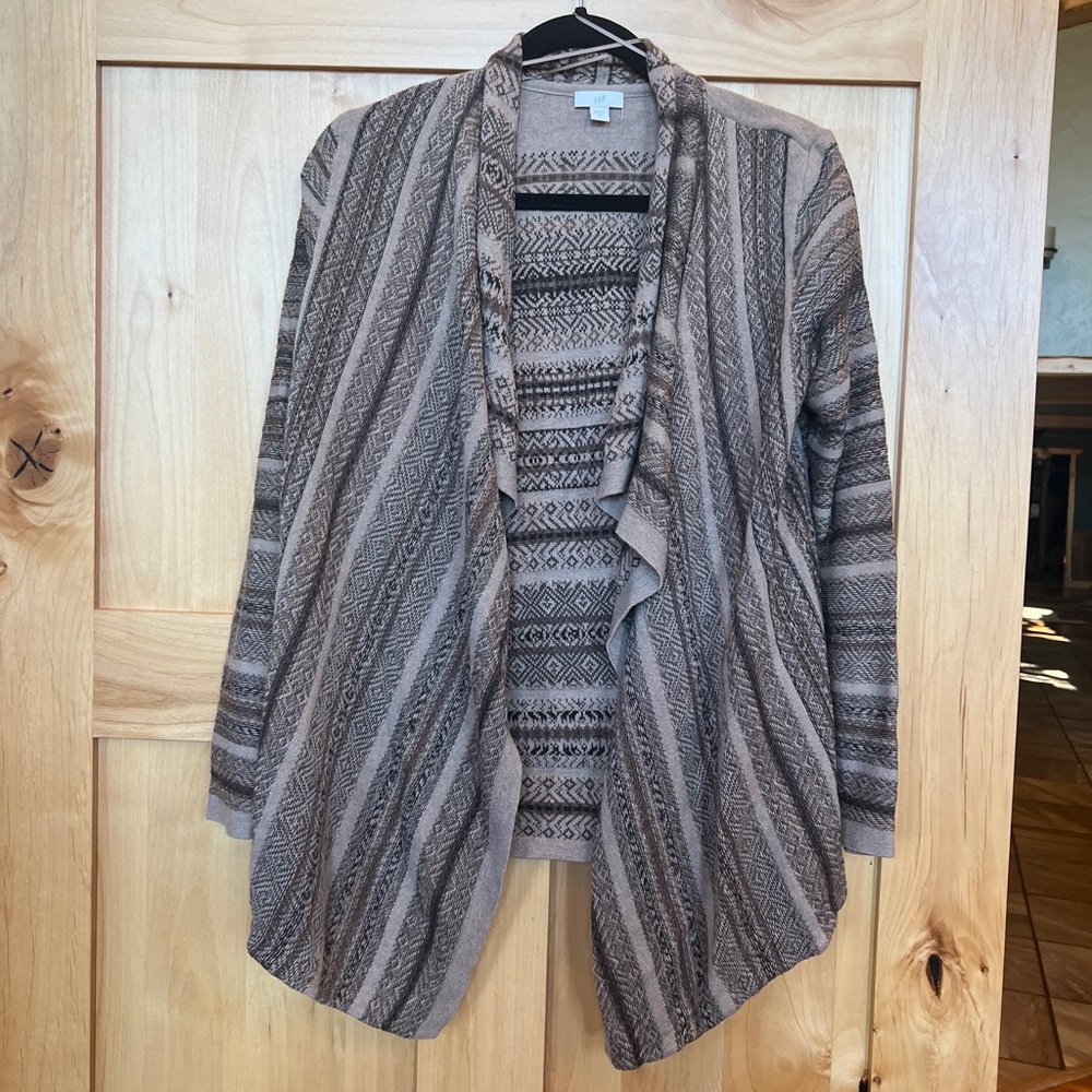 🚨 FINAL SALE 🚨 J. Jill Boho Long Sleeve Open Cardigan, Size M, Brown Tan (Latte)
